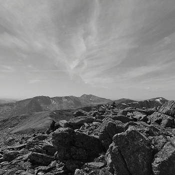 Mountain and sky in black & white
